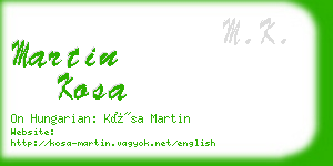 martin kosa business card